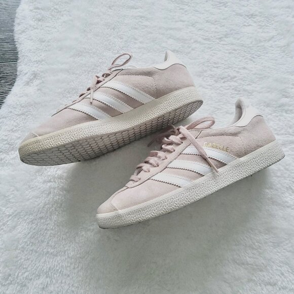 Adidas Gazelle Suede Sneakers in Linen/White/Ash Pearl Size 5 - Picture 3 of 5